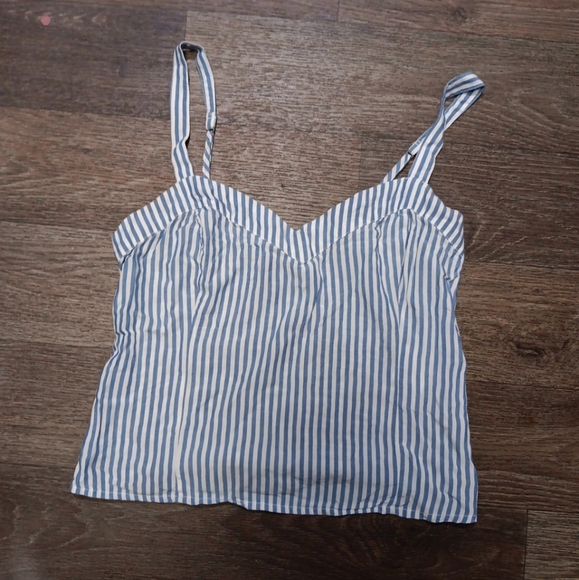 Abercrombie & Fitch White and Blue Fitted Bustier Camisole - Picture 1 of 3